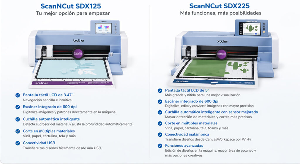¿Cuáles son las diferencias entre la ScanNcut SDX125 vs SDX225? recis brother